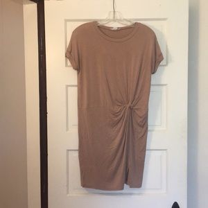 subtly sexy mauve t-shirt dress with knit